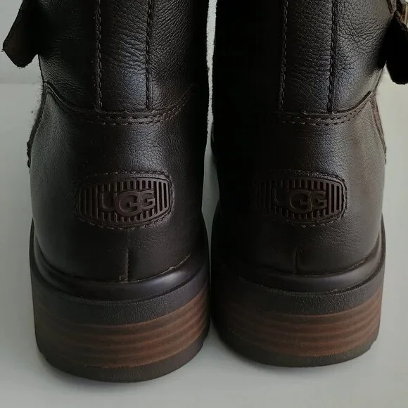 UGG Harrison Moto, Stout Leather (Espresso Brown), Size Women 12 - Picture 9 of 12